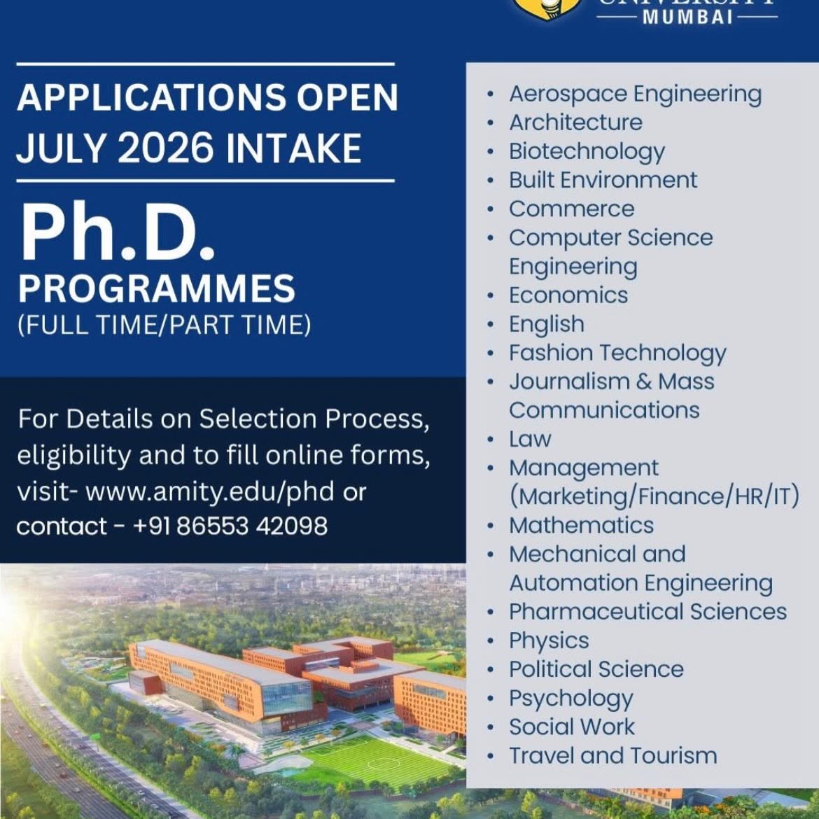 Admissions & Degree Pathways — AITT Amity Mumbai
